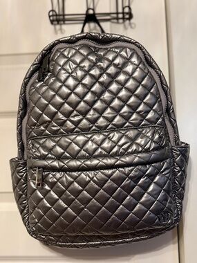 Oliver Thomas Quilted Metallic Gunmetal Backpack